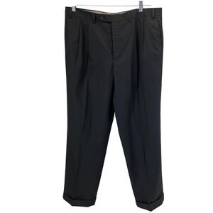 Lauren Ralph Lauren Mens Black Pleated Cuffed Dress Pants 36W x 30L Slacks